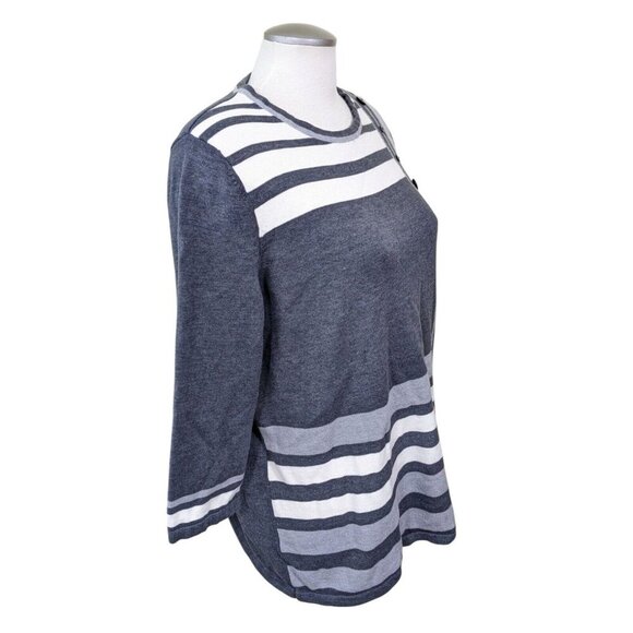 Alia Charcoal and Ivory Striped Crew Neck Sweater - Picture 3 of 8